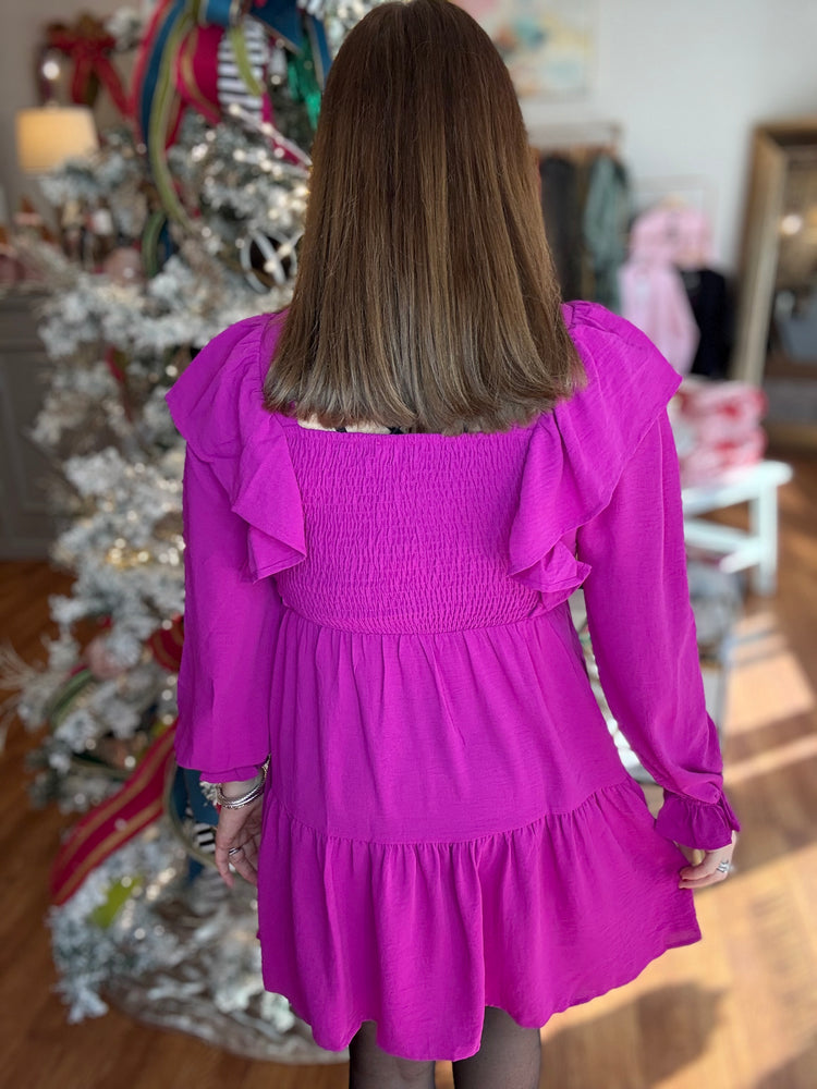 Simple Times Dress in Magenta