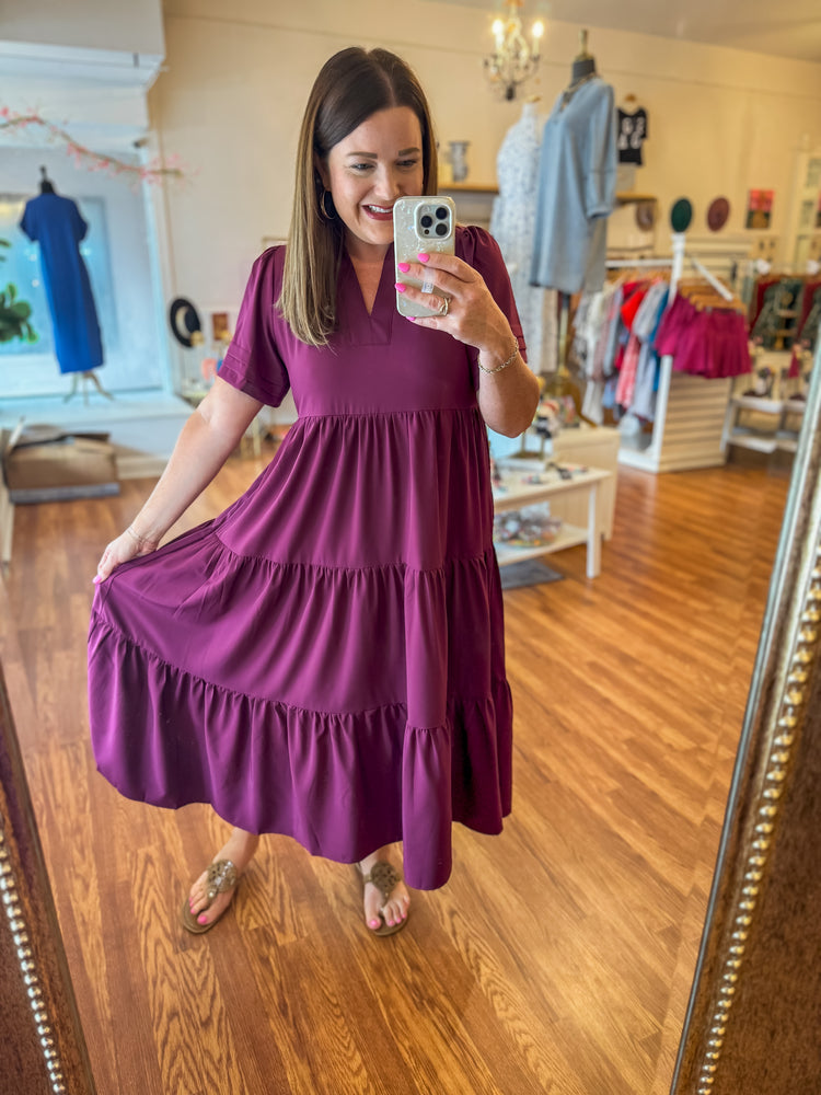 For the Moment Midi Dress in Plum