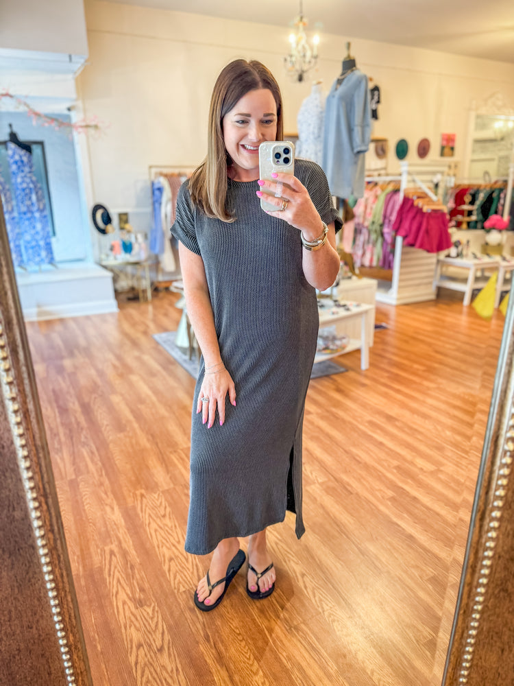 Everyday Midi Dress in Charcoal